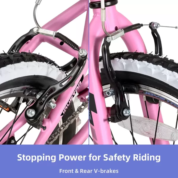 imageJOYSTAR Lubbock 20 24 Inch Kids Bike for Boys ampamp Girls Ages 712 Years Hardtail Mountain Bike for Kids with 1Speed7Speed Drivetrain White Wall Knobby Tires Kids BicyclePink