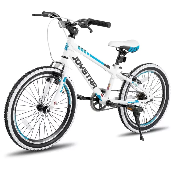 imageJOYSTAR Lubbock 20 24 Inch Kids Bike for Boys ampamp Girls Ages 712 Years Hardtail Mountain Bike for Kids with 1Speed7Speed Drivetrain White Wall Knobby Tires Kids BicycleWhite