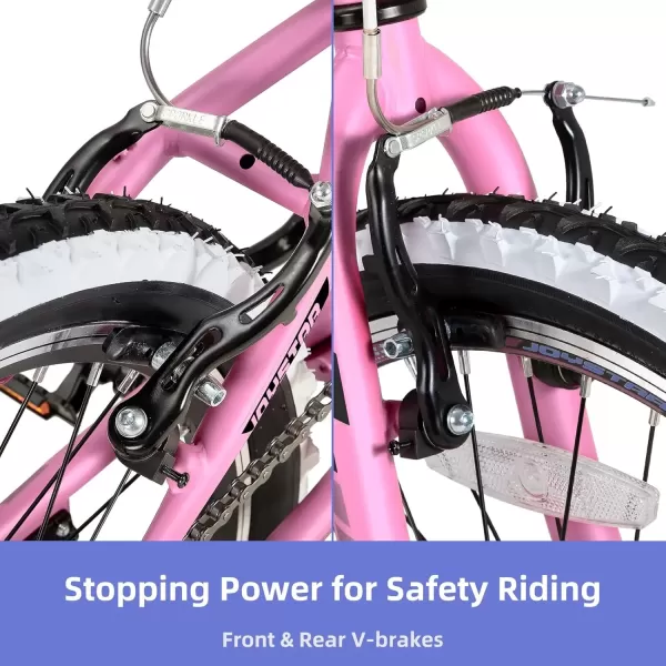 imageJOYSTAR Lubbock 20 24 Inch Kids Bike for Boys ampamp Girls Ages 712 Years Hardtail Mountain Bike for Kids with 1Speed7Speed Drivetrain White Wall Knobby Tires Kids BicyclePink