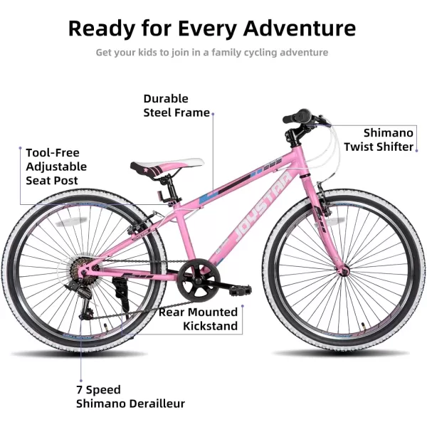 imageJOYSTAR Lubbock 20 24 Inch Kids Bike for Boys ampamp Girls Ages 712 Years Hardtail Mountain Bike for Kids with 1Speed7Speed Drivetrain White Wall Knobby Tires Kids BicyclePink