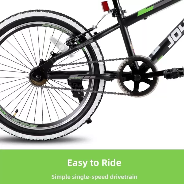 imageJOYSTAR Lubbock 20 24 Inch Kids Bike for Boys ampamp Girls Ages 712 Years Hardtail Mountain Bike for Kids with 1Speed7Speed Drivetrain White Wall Knobby Tires Kids BicycleBlack