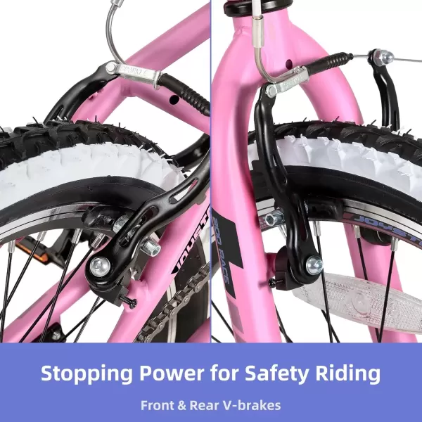 imageJOYSTAR Lubbock 20 24 Inch Kids Bike for Boys ampamp Girls Ages 712 Years Hardtail Mountain Bike for Kids with 1Speed7Speed Drivetrain White Wall Knobby Tires Kids BicyclePink