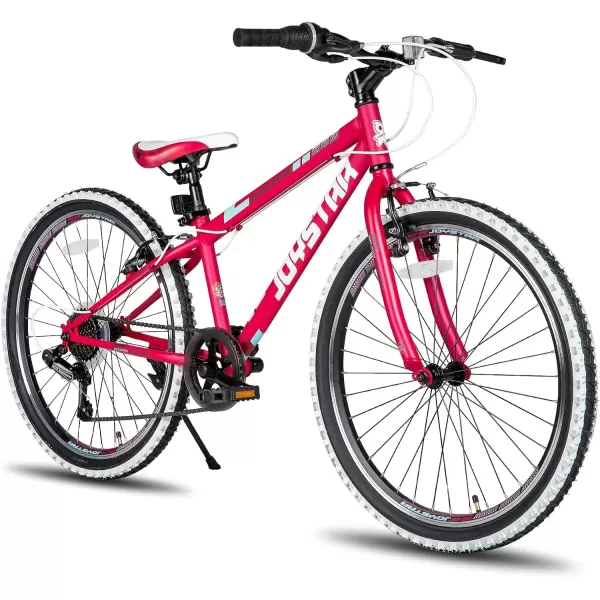 imageJOYSTAR Lubbock 20 24 Inch Kids Bike for Boys ampamp Girls Ages 712 Years Hardtail Mountain Bike for Kids with 1Speed7Speed Drivetrain White Wall Knobby Tires Kids BicycleRed