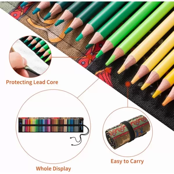 imageJOYSTAR Premier Colored Pencils for Adults Coloring Books Premium Artist Pencil Set 72Count Handmade Canvas Wrap Extra Accessories Included Holiday Gift Oil based Color Pencils
