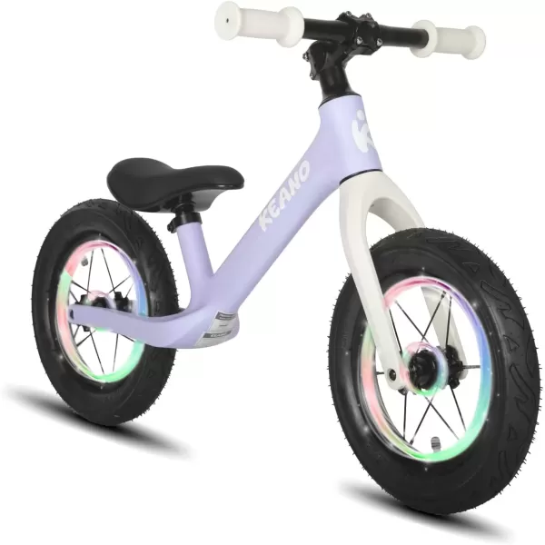 imageKEANO 12 Inch Kids Balance Bike for 26 Years Old Girls Boys Toddler Balance Bike 2 Year Old LightUp Wheels No Pedal Push Bicycle Adjustable Seat Lightweight Nylon Frame Multiple ColorsPurple