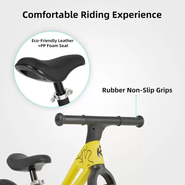imageKEANO 12quot Foldable Balance Bike for 2 Year Old Girls ampamp Boys Toddler Balance Bicycle for Kids Ages 24 Months to 6 Years No Pedal Push Balance Bike Adjustable Seat ampamp FlatFree Tires Multiple ColorsYellow