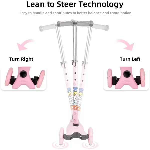imageKEANO Kick Scooter for Boys ampamp Girls Ages 38 Kids and Toddler 3 Wheel Scooter with Light Up Wheels Adjustable Handlebars Rear Brake Wide Deck Kids ScooterPink