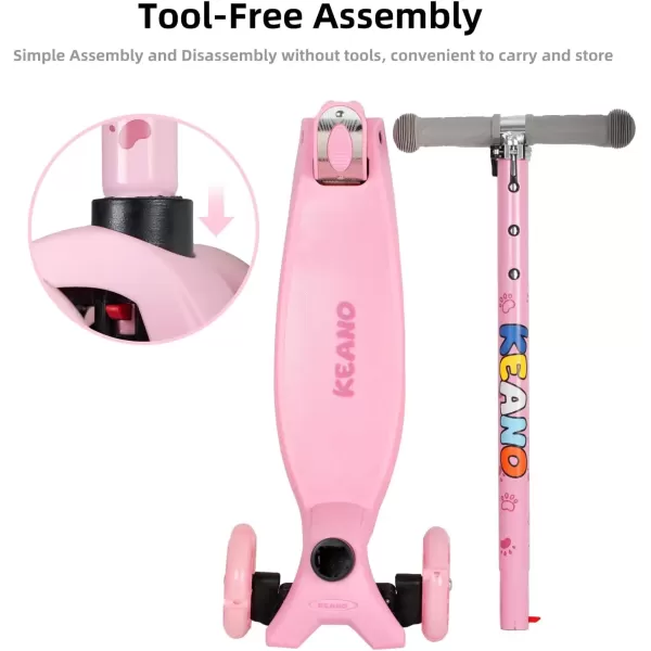 imageKEANO Kick Scooter for Boys ampamp Girls Ages 38 Kids and Toddler 3 Wheel Scooter with Light Up Wheels Adjustable Handlebars Rear Brake Wide Deck Kids ScooterPink