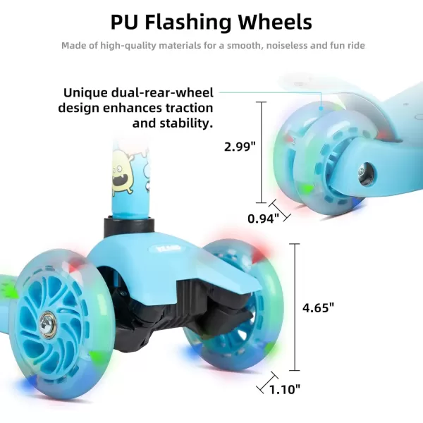 imageKEANO Kick Scooter for Boys ampamp Girls Ages 38 Kids and Toddler 3 Wheel Scooter with Light Up Wheels Adjustable Handlebars Rear Brake Wide Deck Kids ScooterBlue