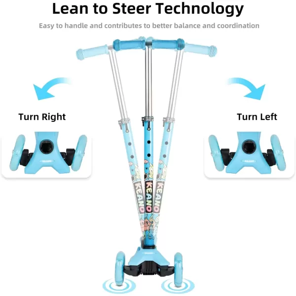 imageKEANO Kick Scooter for Boys ampamp Girls Ages 38 Kids and Toddler 3 Wheel Scooter with Light Up Wheels Adjustable Handlebars Rear Brake Wide Deck Kids ScooterBlue