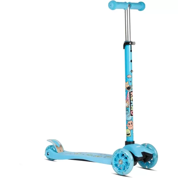 imageKEANO Kick Scooter for Boys ampamp Girls Ages 38 Kids and Toddler 3 Wheel Scooter with Light Up Wheels Adjustable Handlebars Rear Brake Wide Deck Kids ScooterBlue