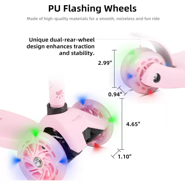 imageKEANO Kick Scooter for Boys ampamp Girls Ages 38 Kids and Toddler 3 Wheel Scooter with Light Up Wheels Adjustable Handlebars Rear Brake Wide Deck Kids ScooterPink
