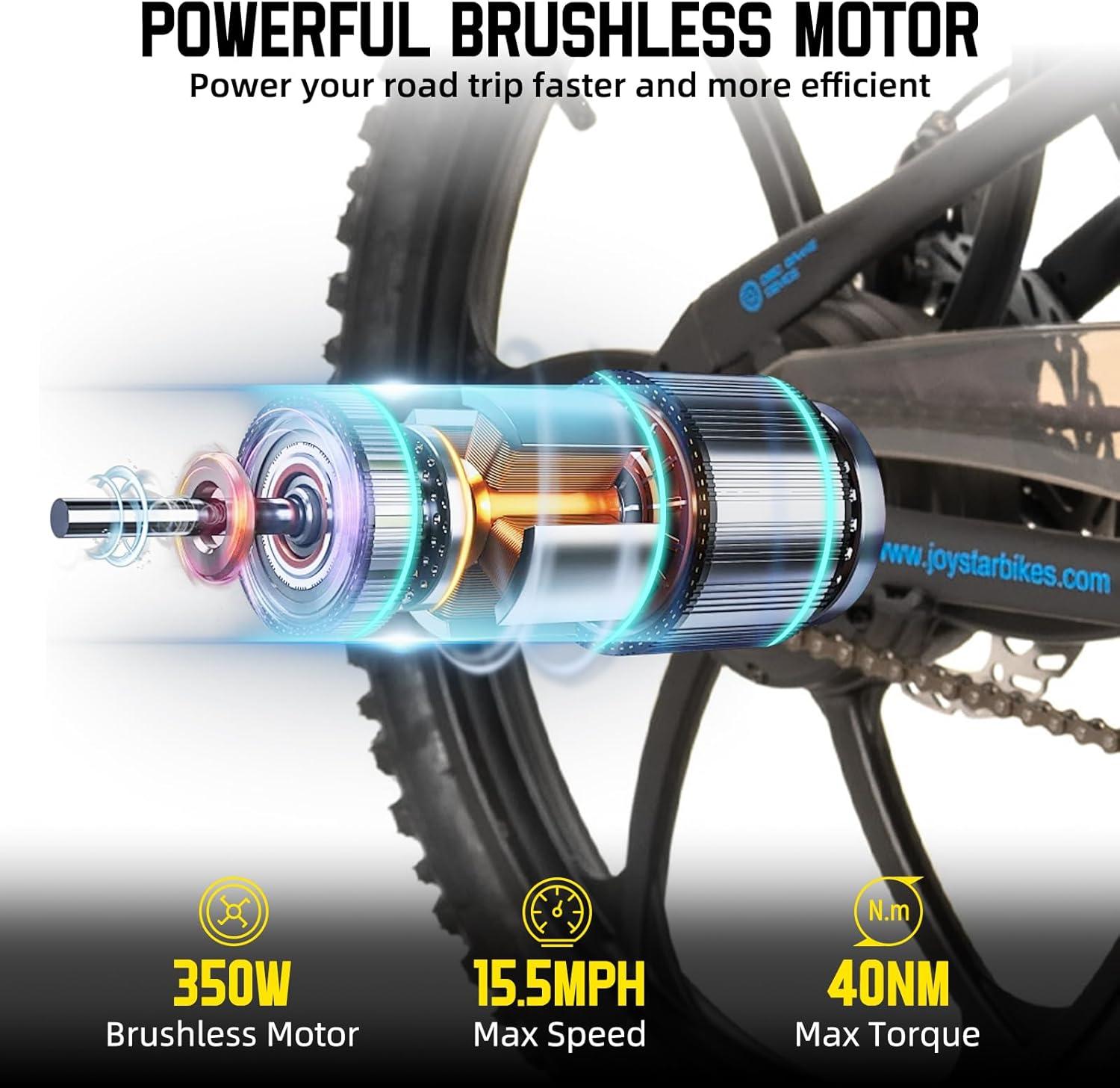 imageJOYSTAR Electric Bike for Kids Teens Ages 10 with 350W Brushless Motor 15 Miles 15MPH Electric Mountain Bicycle with Removable Battery Safe Mini Ebikes with Dual Disc Brakes Multiple ColorsBlack