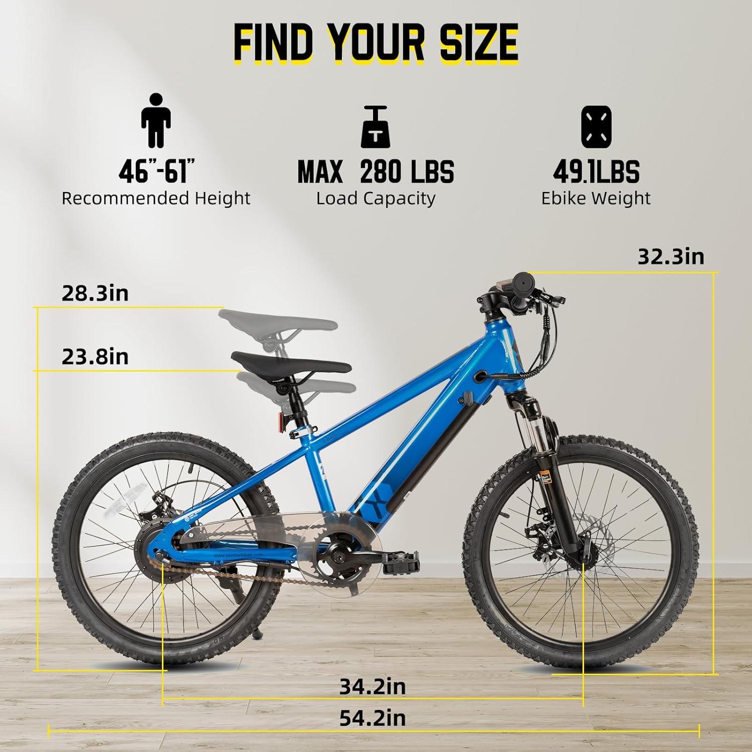 imageJOYSTAR Electric Bike for Kids Teens Ages 10 with 350W Brushless Motor 15 Miles 15MPH Electric Mountain Bicycle with Removable Battery Safe Mini Ebikes with Dual Disc Brakes Multiple ColorsBlue
