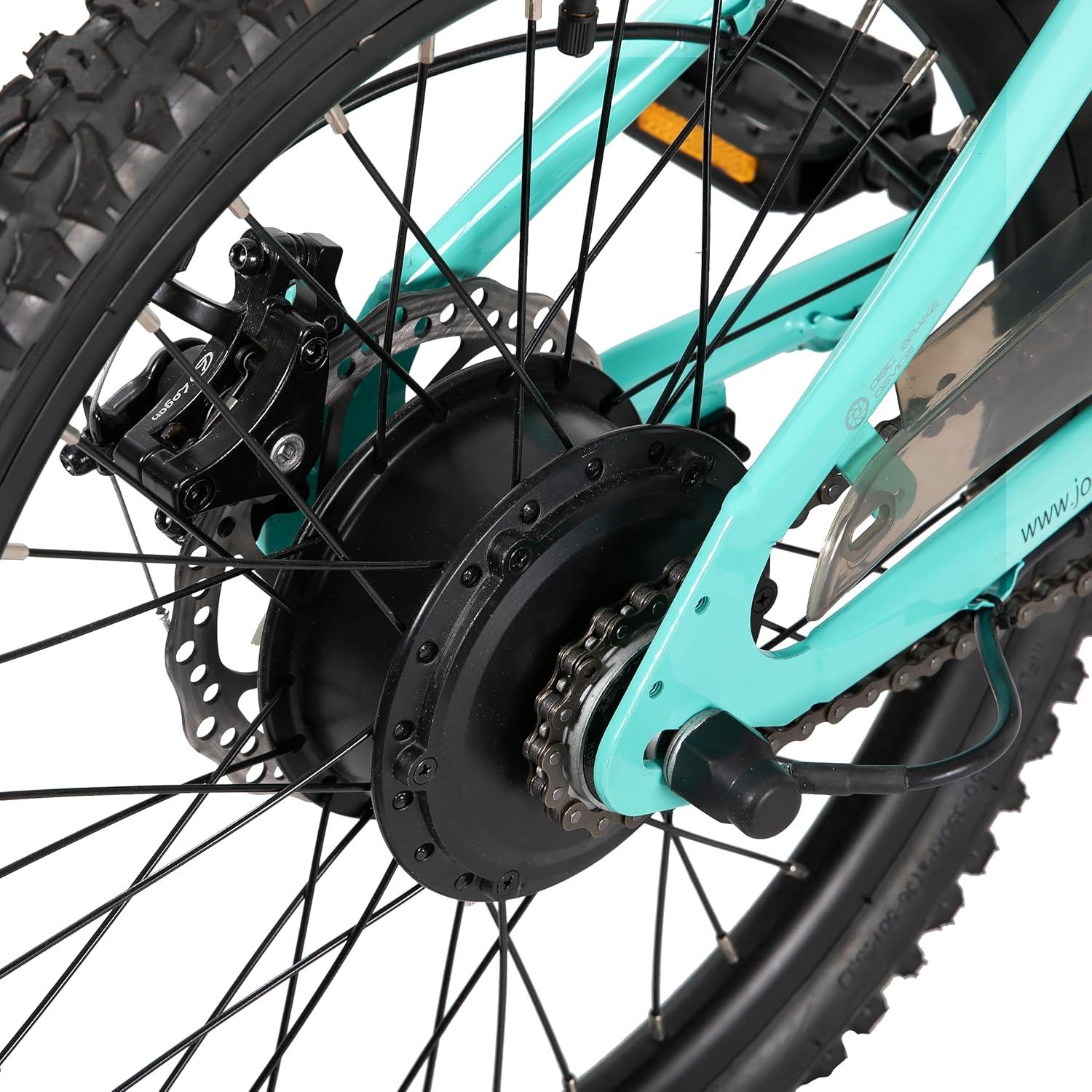 imageJOYSTAR Electric Bike for Kids Teens Ages 10 with 350W Brushless Motor 15 Miles 15MPH Electric Mountain Bicycle with Removable Battery Safe Mini Ebikes with Dual Disc Brakes Multiple ColorsGreen