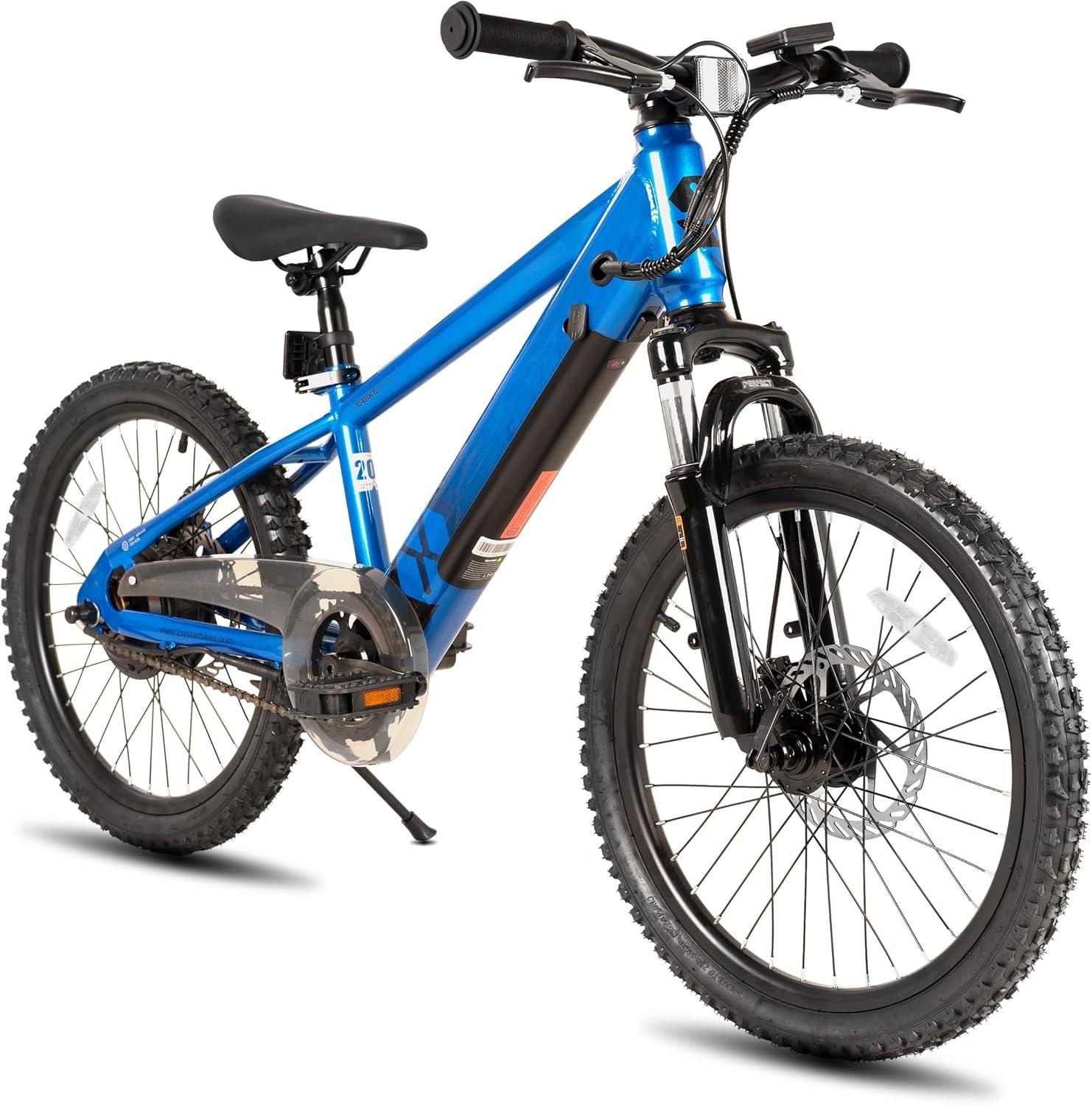 imageJOYSTAR Electric Bike for Kids Teens Ages 10 with 350W Brushless Motor 15 Miles 15MPH Electric Mountain Bicycle with Removable Battery Safe Mini Ebikes with Dual Disc Brakes Multiple ColorsBlue