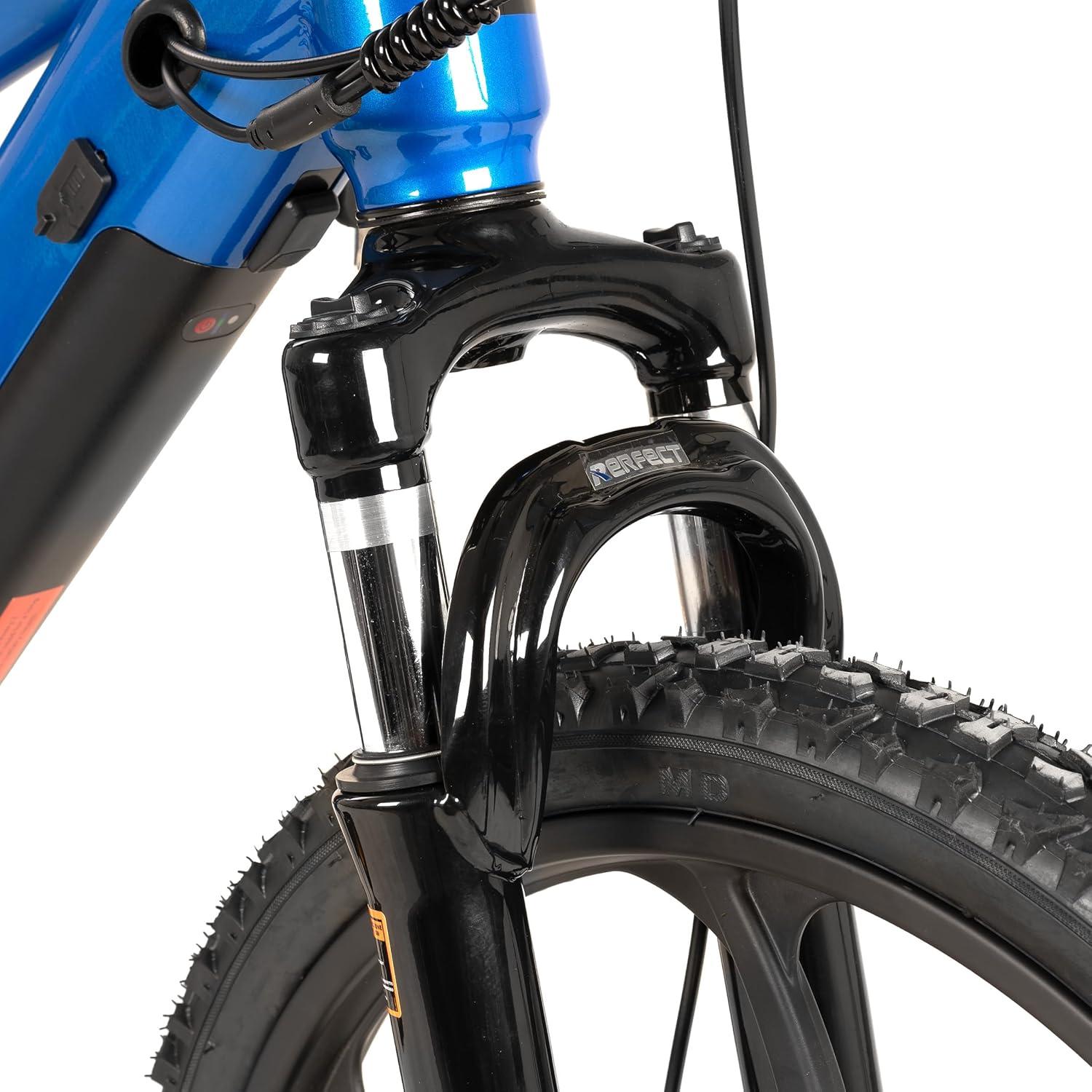 imageJOYSTAR Electric Bike for Kids Teens Ages 10 with 350W Brushless Motor 15 Miles 15MPH Electric Mountain Bicycle with Removable Battery Safe Mini Ebikes with Dual Disc Brakes Multiple ColorsBlue