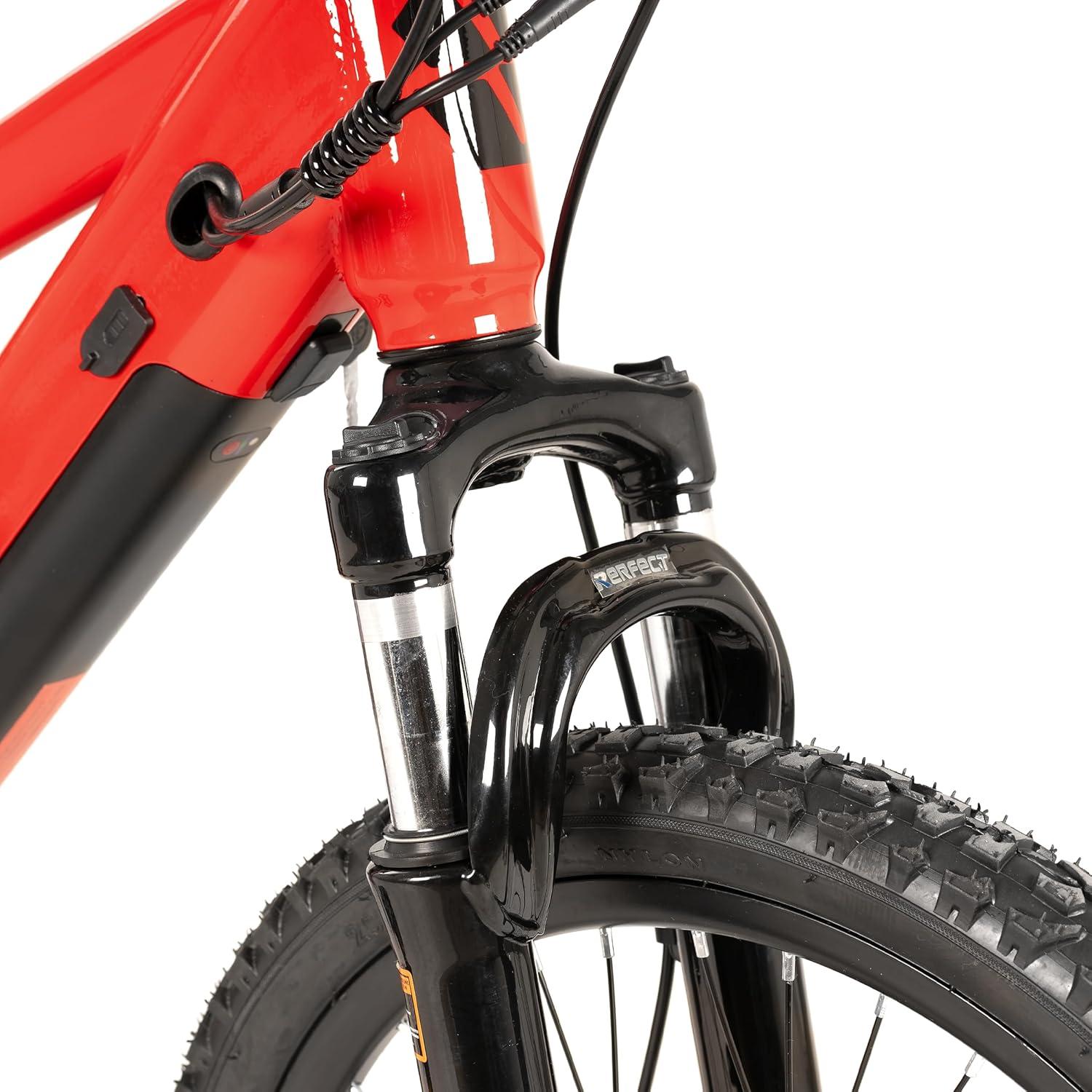 imageJOYSTAR Electric Bike for Kids Teens Ages 10 with 350W Brushless Motor 15 Miles 15MPH Electric Mountain Bicycle with Removable Battery Safe Mini Ebikes with Dual Disc Brakes Multiple ColorsRed