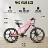 imageJOYSTAR Electric Bike for Kids Teens Ages 10 with 350W Brushless Motor 15 Miles 15MPH Electric Mountain Bicycle with Removable Battery Safe Mini Ebikes with Dual Disc Brakes Multiple ColorsPink