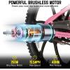 imageJOYSTAR Electric Bike for Kids Teens Ages 10 with 350W Brushless Motor 15 Miles 15MPH Electric Mountain Bicycle with Removable Battery Safe Mini Ebikes with Dual Disc Brakes Multiple ColorsPink