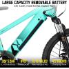 imageJOYSTAR Electric Bike for Kids Teens Ages 10 with 350W Brushless Motor 15 Miles 15MPH Electric Mountain Bicycle with Removable Battery Safe Mini Ebikes with Dual Disc Brakes Multiple ColorsGreen