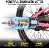 imageJOYSTAR Electric Bike for Kids Teens Ages 10 with 350W Brushless Motor 15 Miles 15MPH Electric Mountain Bicycle with Removable Battery Safe Mini Ebikes with Dual Disc Brakes Multiple ColorsPink