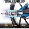 imageJOYSTAR Electric Bike for Kids Teens Ages 10 with 350W Brushless Motor 15 Miles 15MPH Electric Mountain Bicycle with Removable Battery Safe Mini Ebikes with Dual Disc Brakes Multiple ColorsBlue