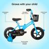 imageJOYSTAR 10 ampamp 12 Inch Kids Bike for Boys and Girls Ages 14 Years Toddler Bike with Training Wheels ampamp Basket Detachable Parent Push Handle Kids Pedal Bike Multiple ColorsBlue