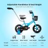 imageJOYSTAR 10 ampamp 12 Inch Kids Bike for Boys and Girls Ages 14 Years Toddler Bike with Training Wheels ampamp Basket Detachable Parent Push Handle Kids Pedal Bike Multiple ColorsBlue