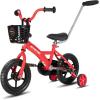 imageJOYSTAR 10 ampamp 12 Inch Kids Bike for Boys and Girls Ages 14 Years Toddler Bike with Training Wheels ampamp Basket Detachable Parent Push Handle Kids Pedal Bike Multiple ColorsRed