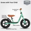 imageJOYSTAR 10quot12quot Toddler Balance Bike for Girls ampamp Boys Ages 18 Months to 5 Years Kids Push Bike with Footrest ampamp Adjustable Seat Height First Birthday Gifts for 25 Boys GirlsGreen