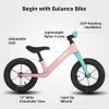 imageJOYSTAR 12 Inch Balance Bike for 18months 2 3 4 and 5 Years Old Boys and Girls Lightweight Push Bike with Adjustable Handlebar and Seat Gift Bike for 25 Boys GirlsSanfordPink