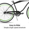 imageJOYSTAR 20quot 24quot 26quot Beach Cruiser Bike for Girls Boys Mens and Womens Single Speed Kids Cruiser Bikes with Coaster Brake Multiple ColorsBlack Green