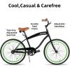 imageJOYSTAR 20quot 24quot 26quot Beach Cruiser Bike for Girls Boys Mens and Womens Single Speed Kids Cruiser Bikes with Coaster Brake Multiple ColorsBlack Green