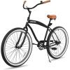 imageJOYSTAR 20quot 24quot 26quot Beach Cruiser Bike for Girls Boys Mens and Womens Single Speed Kids Cruiser Bikes with Coaster Brake Multiple ColorsBlack Gray