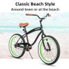 imageJOYSTAR 20quot 24quot 26quot Beach Cruiser Bike for Girls Boys Mens and Womens Single Speed Kids Cruiser Bikes with Coaster Brake Multiple ColorsBlack Green