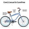 imageJOYSTAR 20quot 24quot 26quot Beach Cruiser Bike for Girls Boys Mens and Womens Single Speed Kids Cruiser Bikes with Coaster Brake Multiple ColorsBlue