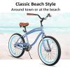 imageJOYSTAR 20quot 24quot 26quot Beach Cruiser Bike for Girls Boys Mens and Womens Single Speed Kids Cruiser Bikes with Coaster Brake Multiple ColorsBlue