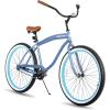 imageJOYSTAR 20quot 24quot 26quot Beach Cruiser Bike for Girls Boys Mens and Womens Single Speed Kids Cruiser Bikes with Coaster Brake Multiple ColorsBlue