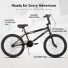 imageJOYSTAR Gemsbok 20 Inch Kids Freestyle BMX Bike for Boys Girls Ages 712 Years 20quot Kids Bicycles for Beginner Level Riders Dual Hand Brakes 2 Pegs Multiple ColorsBlack