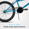 imageJOYSTAR Gemsbok 20 Inch Kids Freestyle BMX Bike for Boys Girls Ages 712 Years 20quot Kids Bicycles for Beginner Level Riders Dual Hand Brakes 2 Pegs Multiple ColorsBlue