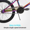 imageJOYSTAR Gemsbok 20 Inch Kids Freestyle BMX Bike for Boys Girls Ages 712 Years 20quot Kids Bicycles for Beginner Level Riders Dual Hand Brakes 2 Pegs Multiple ColorsOil Slick