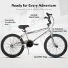 imageJOYSTAR Gemsbok 20 Inch Kids Freestyle BMX Bike for Boys Girls Ages 712 Years 20quot Kids Bicycles for Beginner Level Riders Dual Hand Brakes 2 Pegs Multiple ColorsSilver