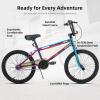 imageJOYSTAR Gemsbok 20 Inch Kids Freestyle BMX Bike for Boys Girls Ages 712 Years 20quot Kids Bicycles for Beginner Level Riders Dual Hand Brakes 2 Pegs Multiple ColorsOil Slick