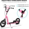 imageJOYSTAR Kick Scooter for Kids 5 Teens ampamp Youth Lightweight Kids Scooter with Adjustable Handlebar 2 Wheel Scooter for Boys ampamp Girls 12quot Inflatable Wheels Rear Drum BrakesPink