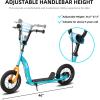 imageJOYSTAR Kick Scooter for Kids 5 Teens ampamp Youth Lightweight Kids Scooter with Adjustable Handlebar 2 Wheel Scooter for Boys ampamp Girls 12quot Inflatable Wheels Rear Drum BrakesBlue
