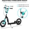 imageJOYSTAR Kick Scooter for Kids 5 Teens ampamp Youth Lightweight Kids Scooter with Adjustable Handlebar 2 Wheel Scooter for Boys ampamp Girls 12quot Inflatable Wheels Rear Drum BrakesBlack