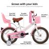 imageJOYSTAR Little Miss Kids Bike for 29 Years Girls 12 14 16 18 Inch Princess Girls Bike with Training Wheels Doll Seat Bike Streamers Toddler Girl Bikes Kids Bicycle Blue Pink WhiteWhite