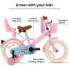 imageJOYSTAR Little Miss Kids Bike for 29 Years Girls 12 14 16 18 Inch Princess Girls Bike with Training Wheels Doll Seat Bike Streamers Toddler Girl Bikes Kids Bicycle Blue Pink WhitePink