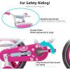 imageJOYSTAR Paris Girls Bike for Ages 38 Years Old 14 16 18 Inch Kids Bike with Training Wheels Basket and Handbrake Multiple ColorsBlue